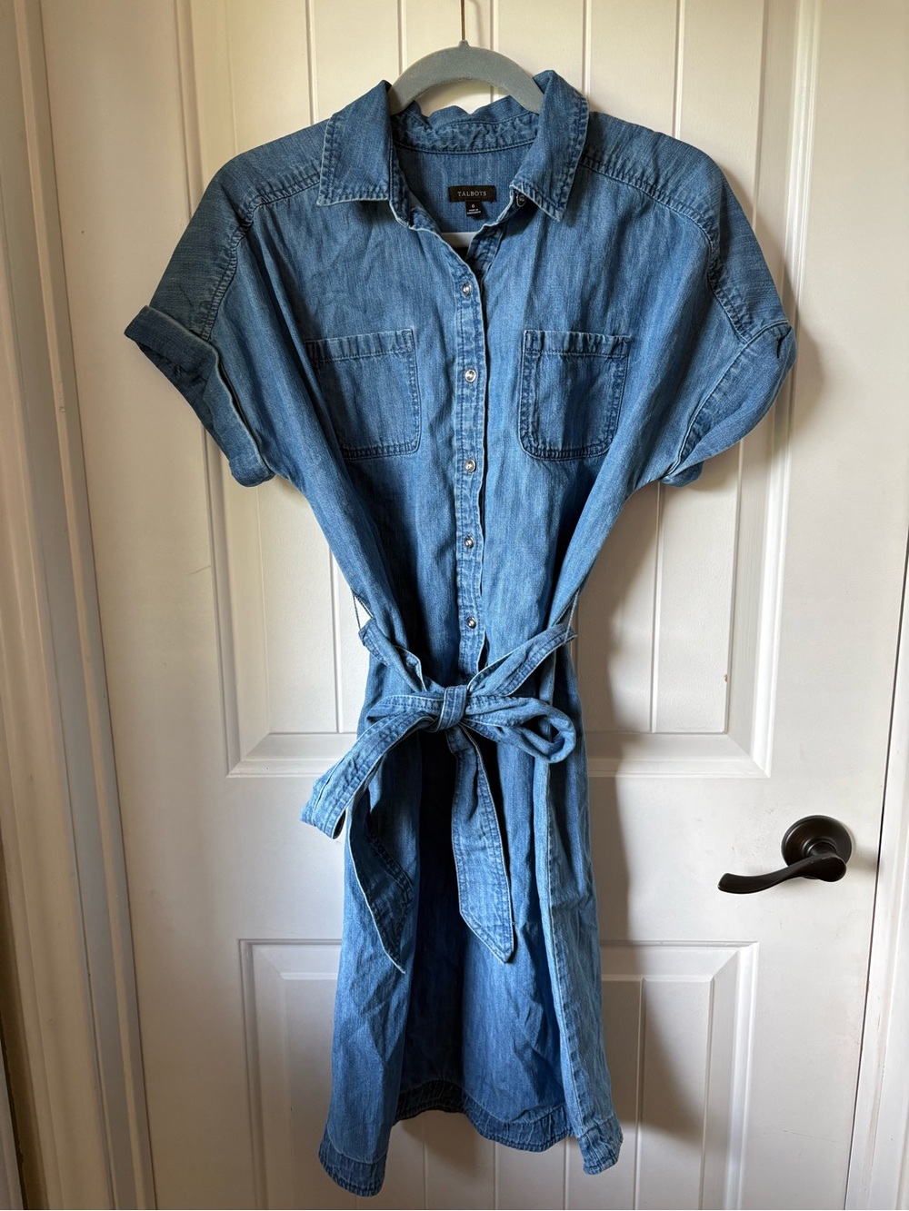 Talbots Medium Blue Denim Shirt Dress with Tie Waist - Picture 2 of 7